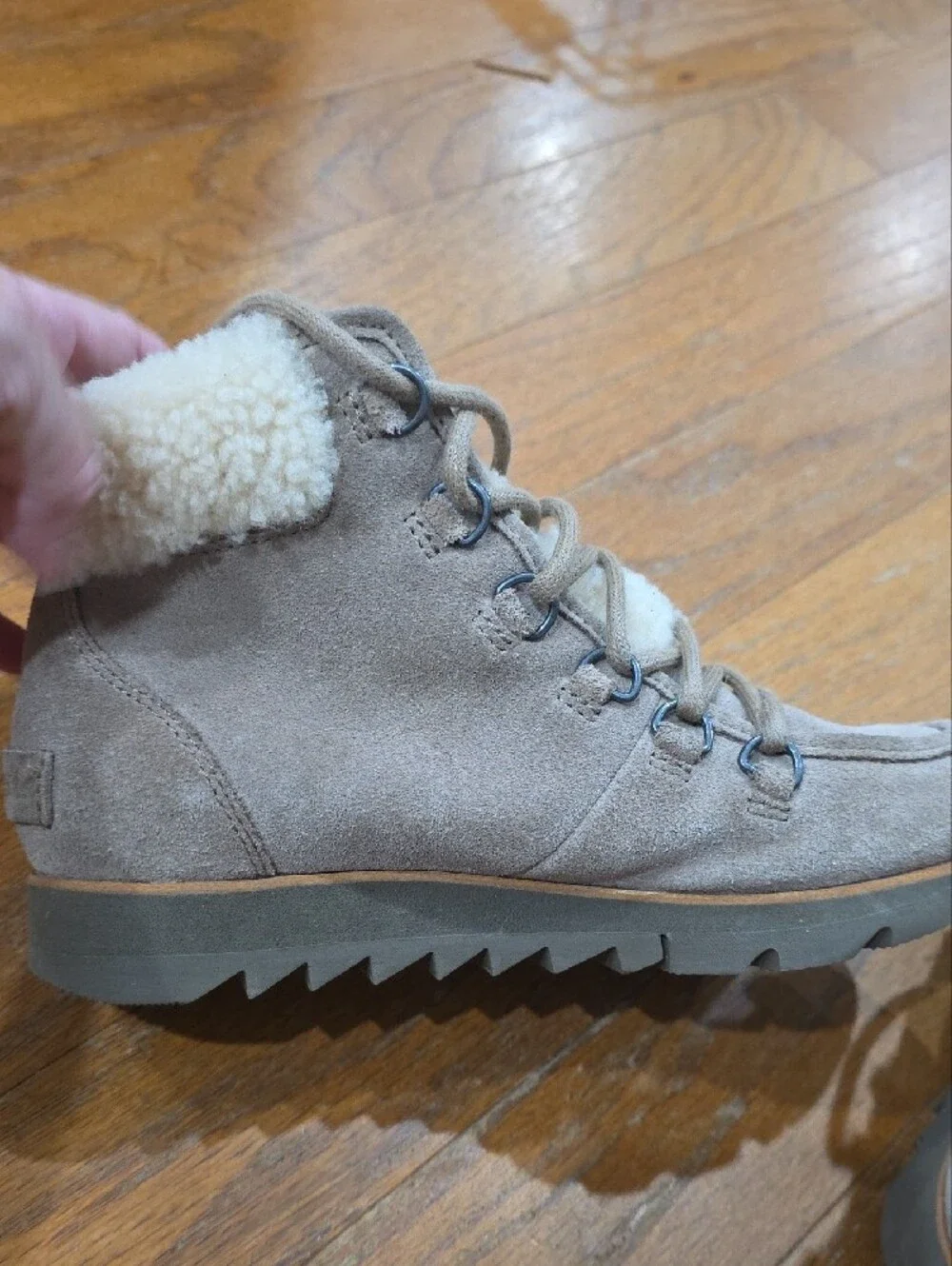 Sorel Taupe Suede Shearling Lace-Up Winter Boots